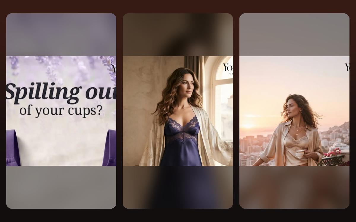 Yosheno Instagram grid: 'Spilling out of your cups?' carousel and lifestyle posts in a soft pastel palette