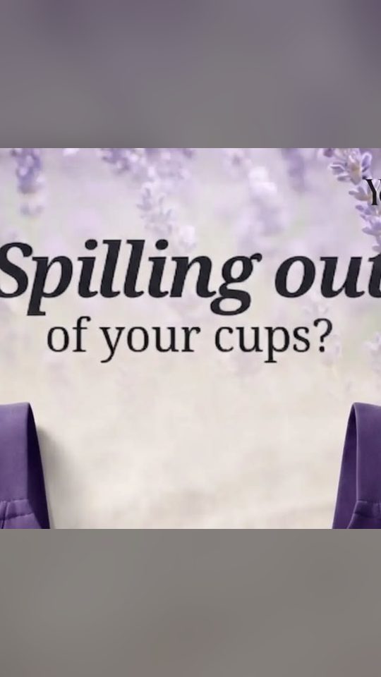 Yosheno carousel cover: 'Spilling out of your cups?' headline on a lavender background