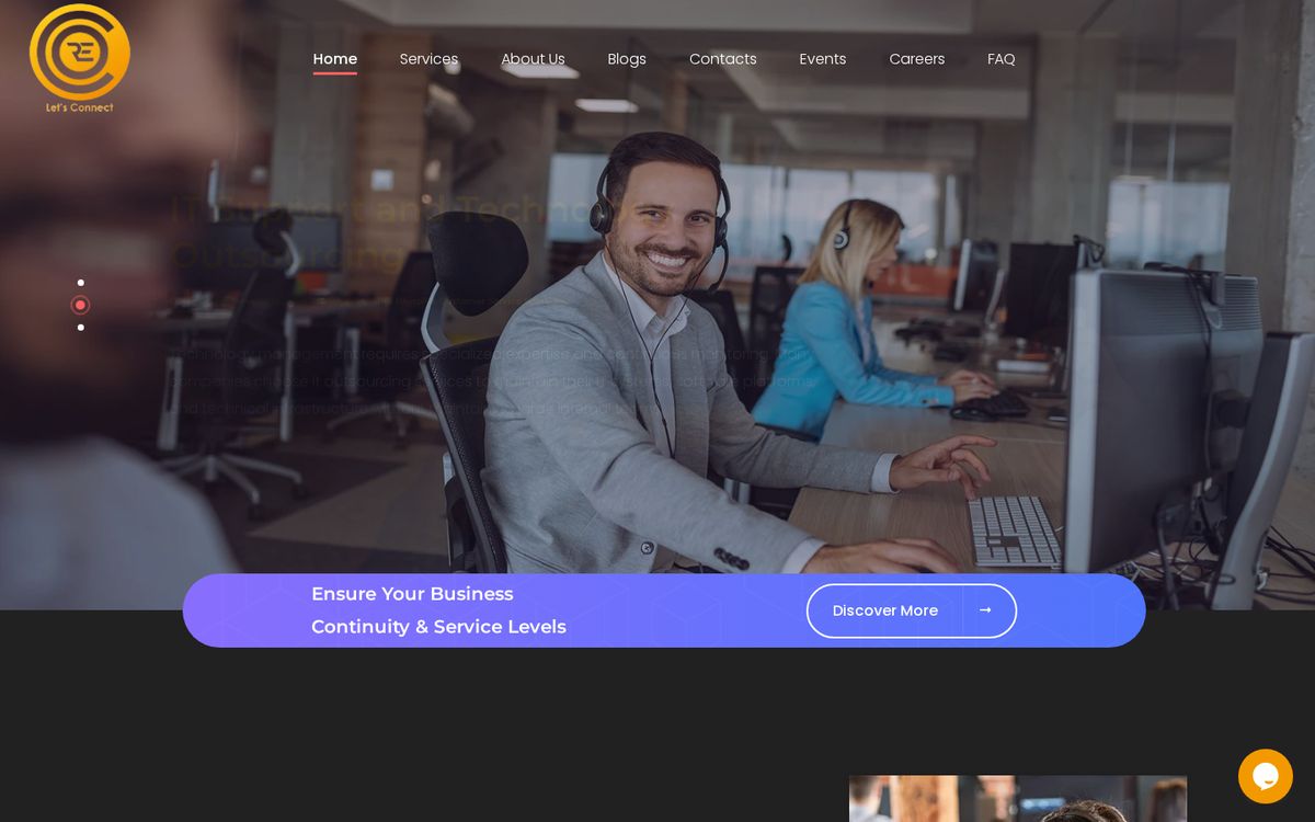 Core Outsourcing Services website on desktop: homepage first screen