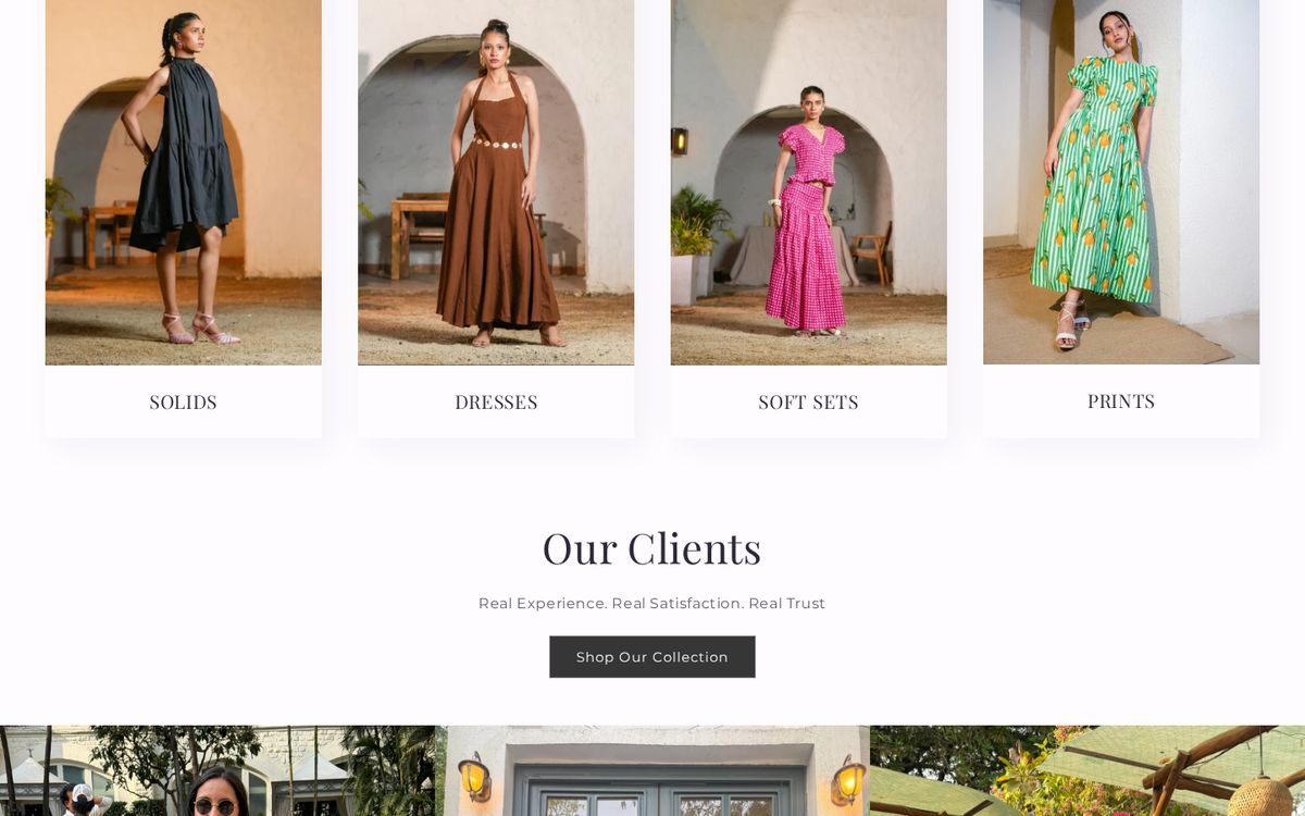 House of Mehar website on desktop: homepage section below the first screen