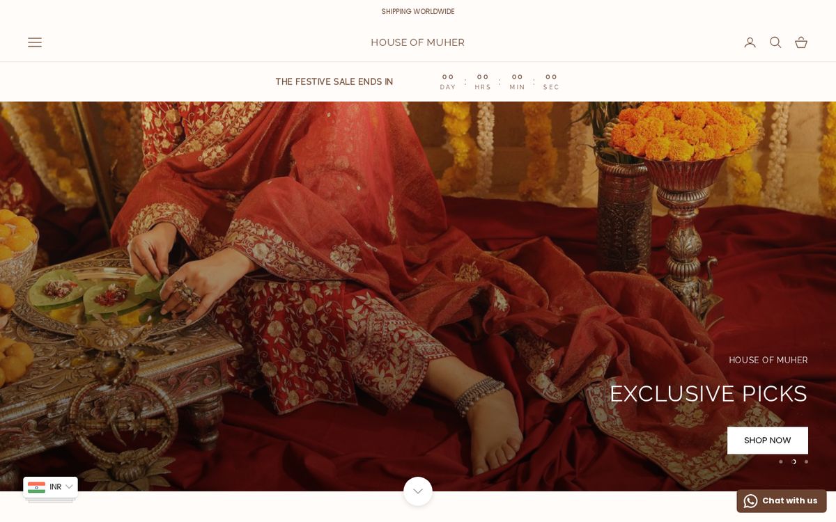 House of Muher website on desktop: homepage first screen