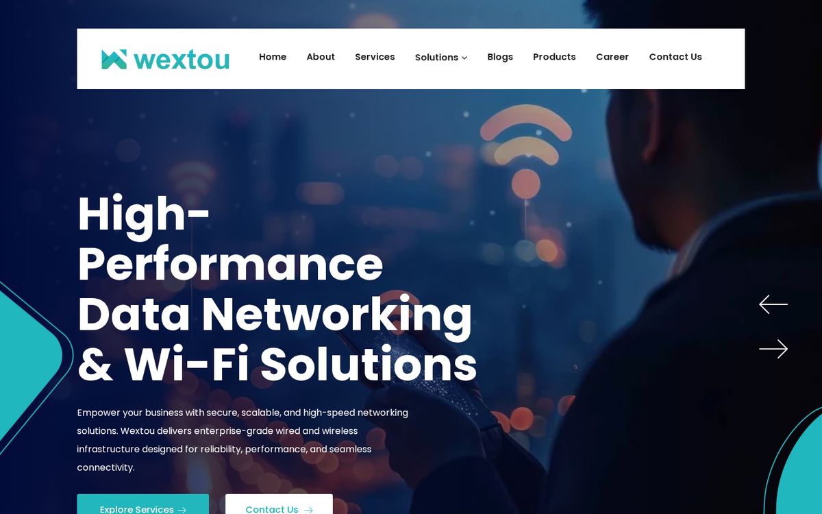Wextou website homepage on desktop