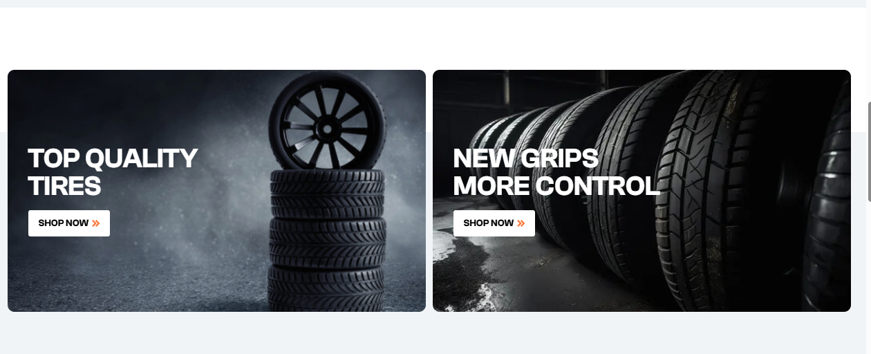Faucon Tires website design, section screenshot 2