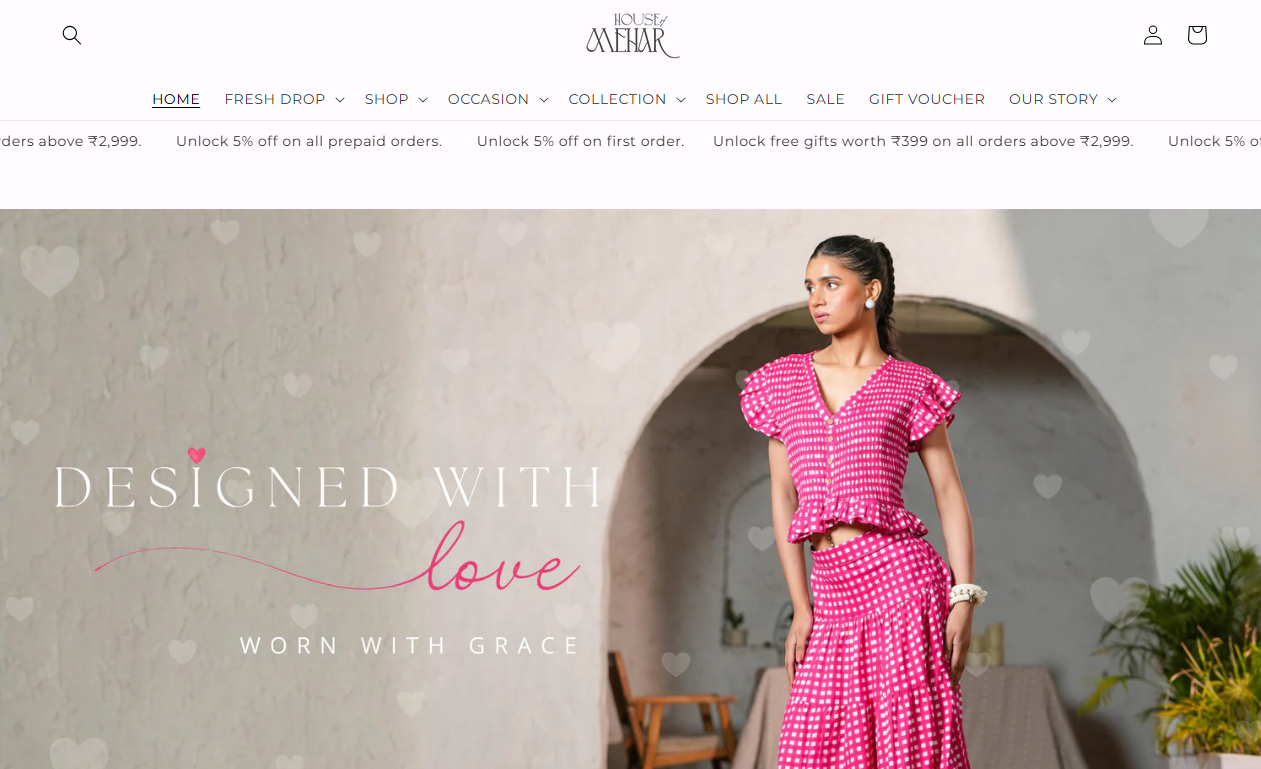 House Of Meher website screenshot