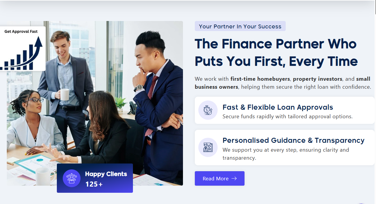 Jh Finance Group website design, section screenshot 2