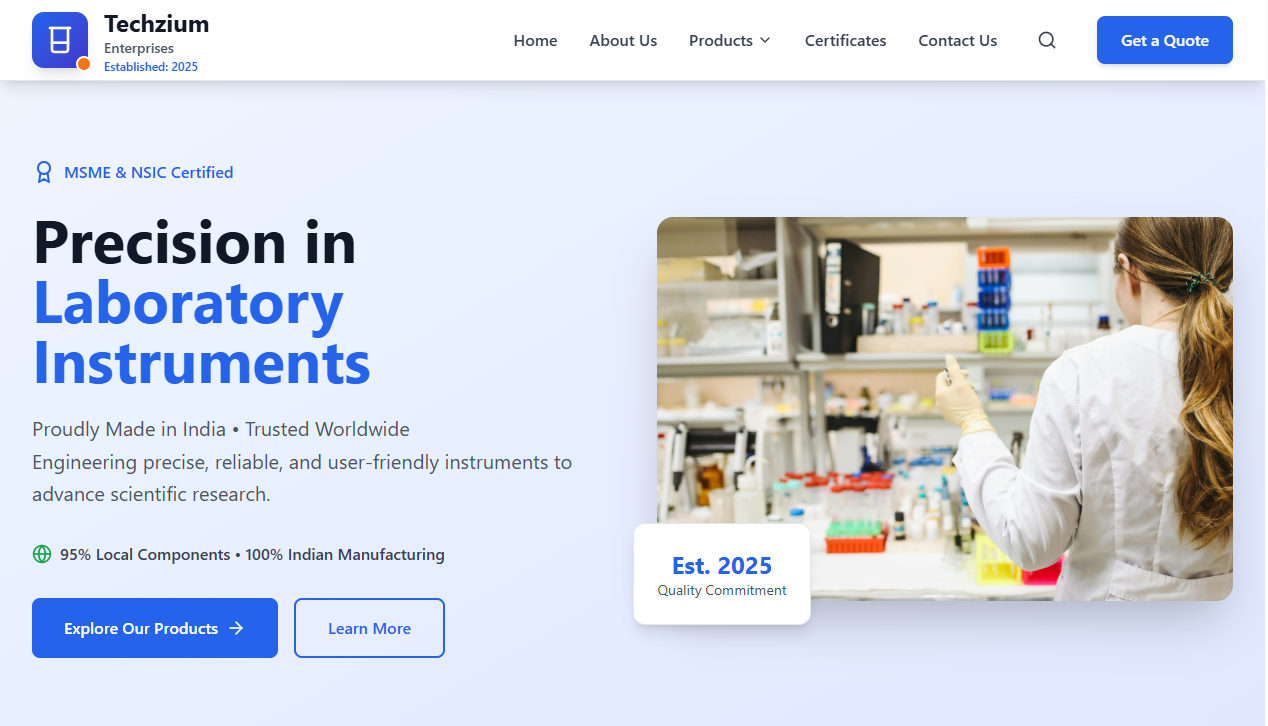 Techzium Enterprises website screenshot