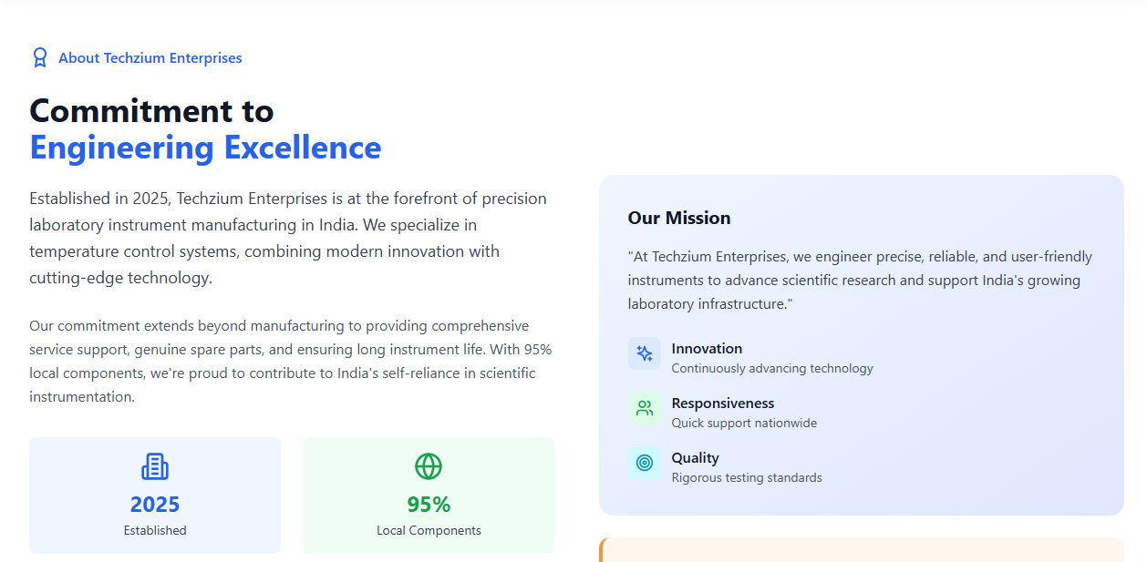 Techzium Enterprises website design, section screenshot 2
